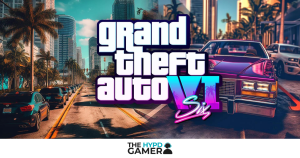 Official cover art for GTA 6 featuring protagonists Lucia and Jason with the vibrant Vice City skyline in the background.