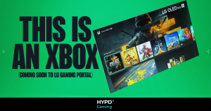 LG OLED TV showcasing Xbox Cloud Gaming with popular games like Call of Duty and Starfield.