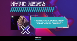 A vibrant digital graphic promoting HYPD News, featuring gaming elements and a message about staying updated on the latest gaming news every Monday, Wednesday, and Friday.