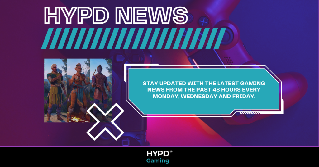 HYPD News banner featuring Baldur's Gate 3 characters with a call to stay updated on the latest gaming news every 48 hours