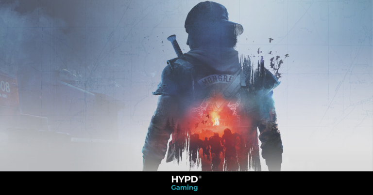 Back view of Deacon St. John from Days Gone Remastered, with horde imagery and fiery chaos blended into his silhouette