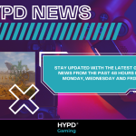 Promotional graphic for HYPD Gaming News blog featuring Monster Hunter Wilds and update schedule for latest gaming world news