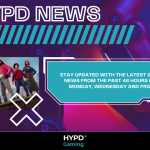 HYPD News graphic with PlayStation controller background and cast from Minecraft Movie, promoting gaming news updates every Monday, Wednesday, and Friday