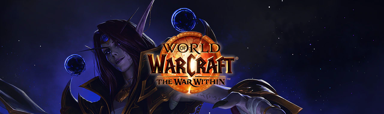 Gaming World News World of Warcraft: The War Within key art featuring dark elf character with glowing orbs and cosmic background