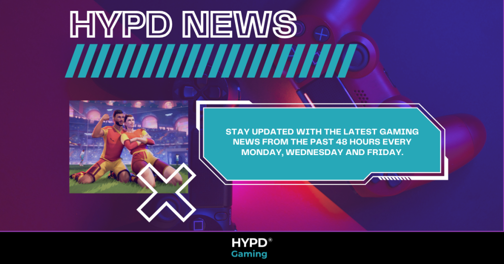 HYPD News banner featuring a football game scene and text promoting gaming news updates every Monday, Wednesday, and Friday.