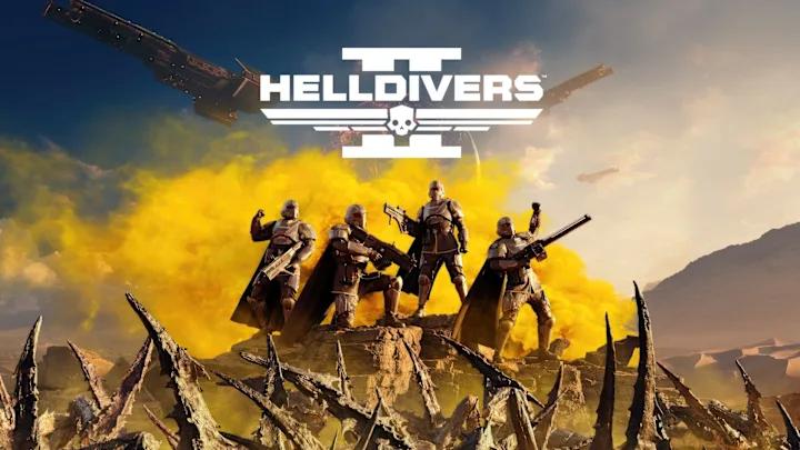 Gaming World News: Helldivers 2 soldiers in tactical armour engaging in high-action combat with explosions and enemy fire in the background.
