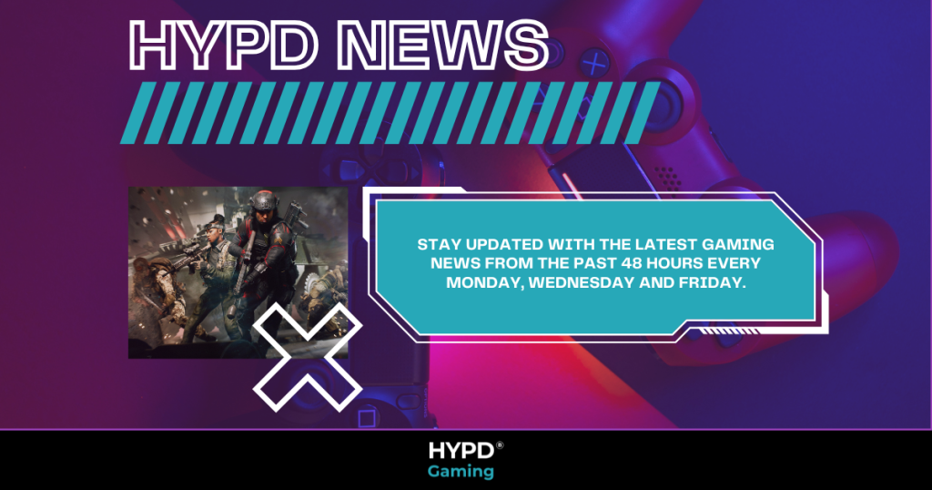 Four heavily armed soldiers in tactical gear engaged in intense battlefield combat with explosions and debris flying around.