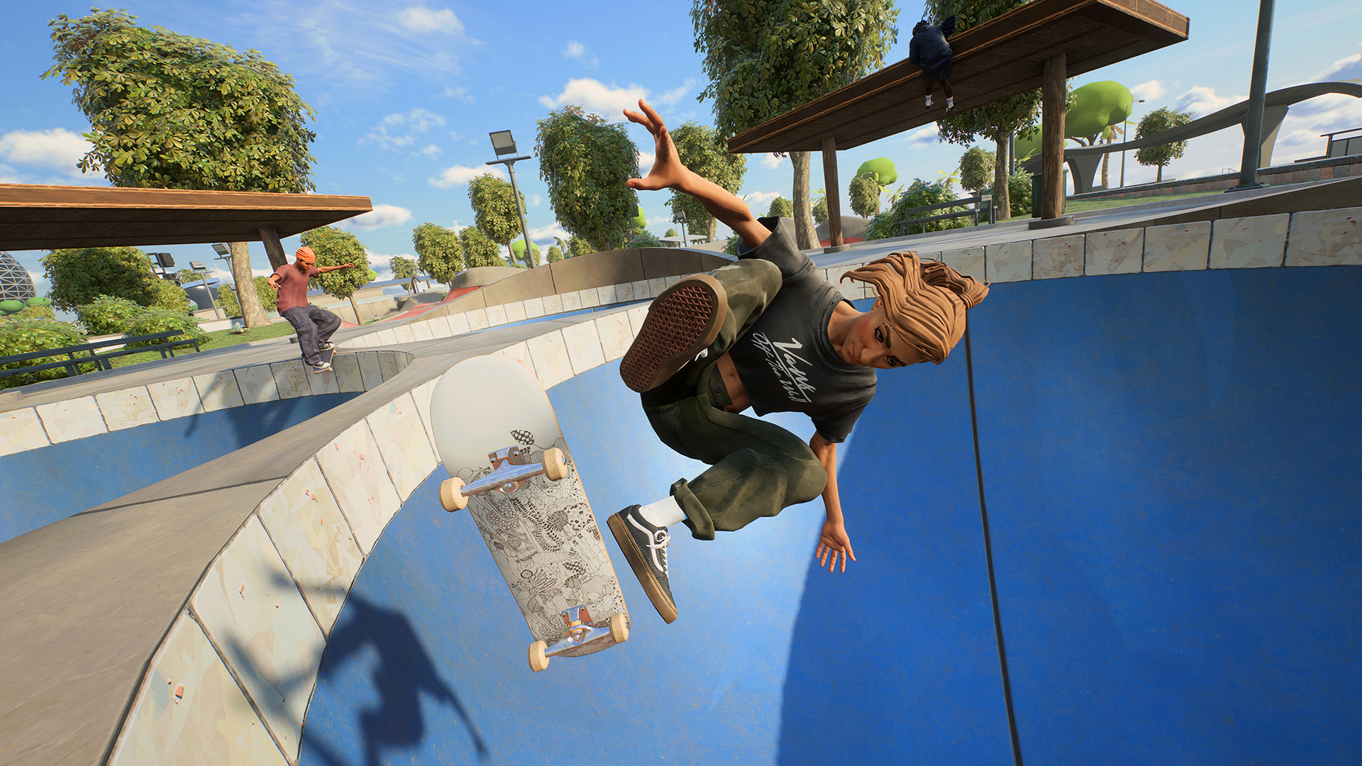 Gaming World News: Skateboarder pulling off a high-flying trick above a skate bowl in EA’s upcoming SKATE early access release