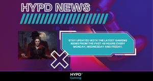 HYPD News blog cover promoting Gaming World News: Highlights from the last 48 hours with Vampire: The Masquerade artwork and controller background