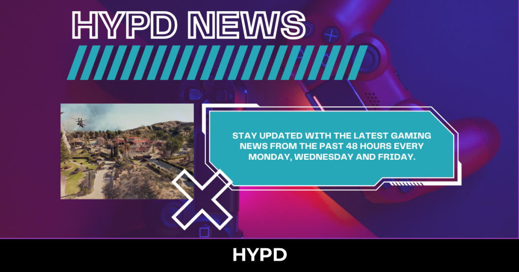 Banner for HYPD News showcasing weekly gaming updates, featuring a controller background and Battlefield-style gameplay image.