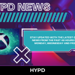 Promotional HYPD News banner showing Xbox artwork, gaming controllers, and text announcing regular 48-hour gaming news updates every Monday, Wednesday, and Friday.