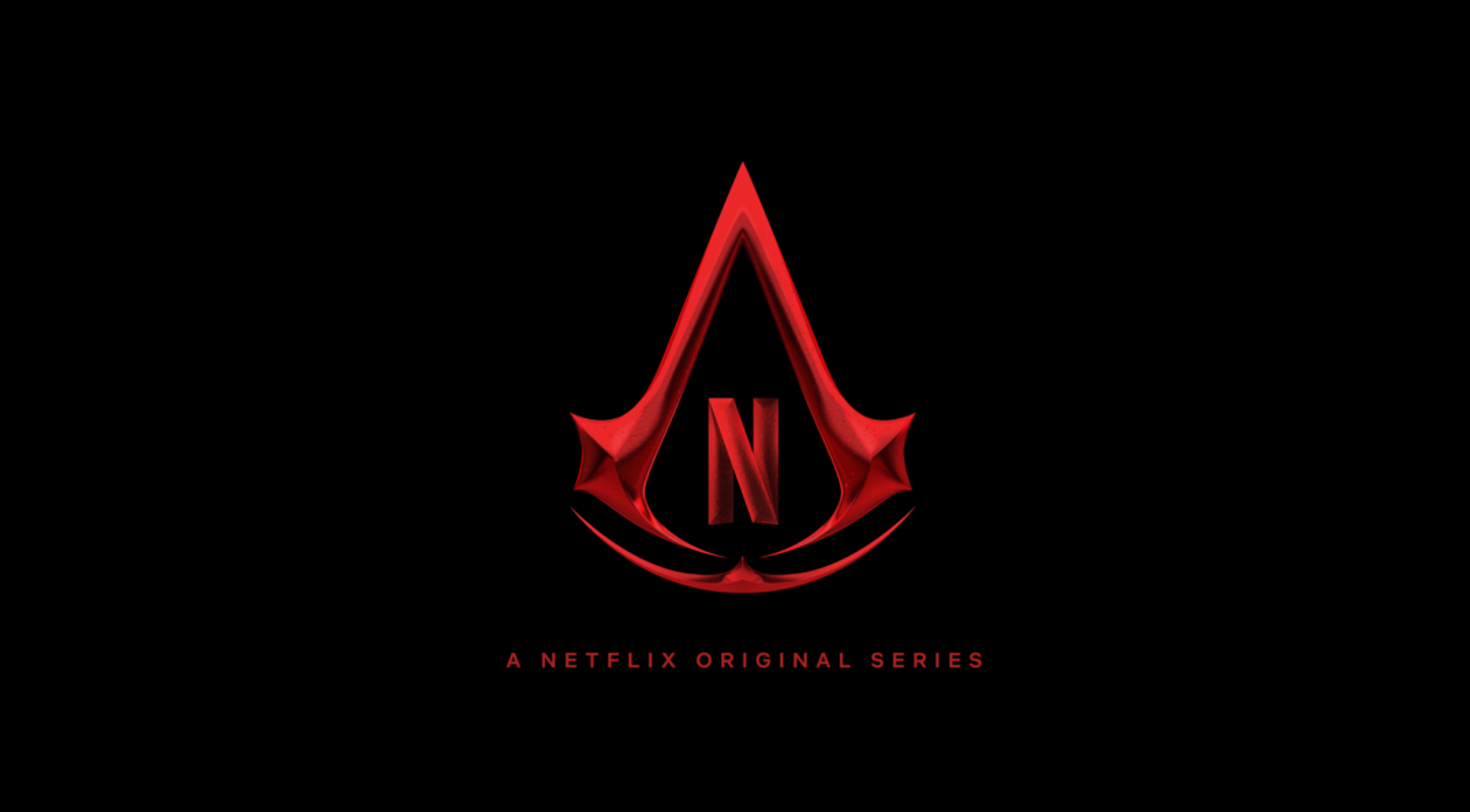 Gaming World News:Red Assassin’s Creed insignia with Netflix branding on a black background, representing the upcoming Assassin’s Creed streaming series