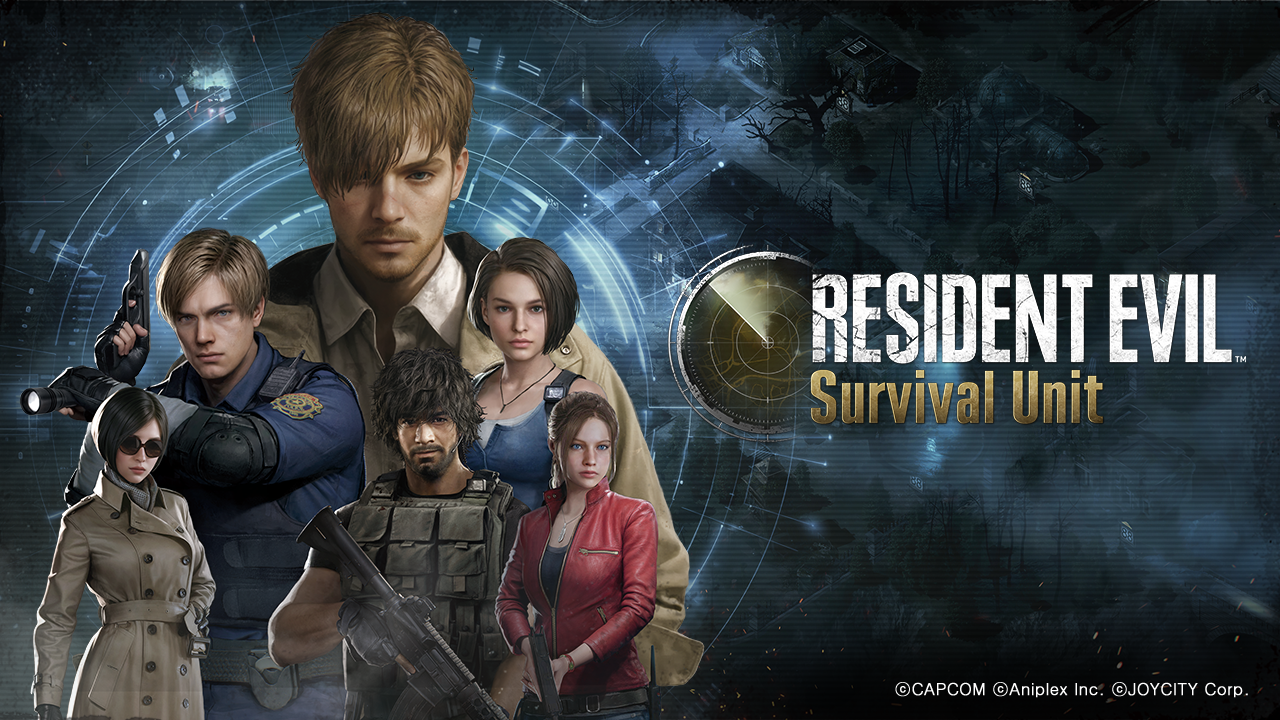 Resident Evil Survival Unit promotional artwork featuring iconic characters and upcoming rookie reveal