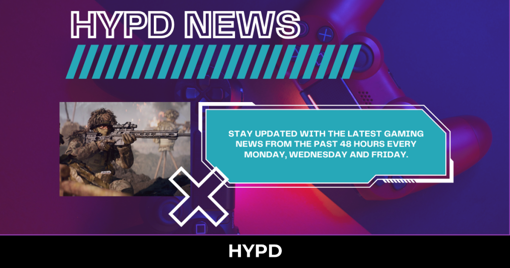 HYPD News banner featuring a soldier aiming a sniper rifle and text promoting gaming world news highlights from the past 48 hours every Monday, Wednesday and Friday.