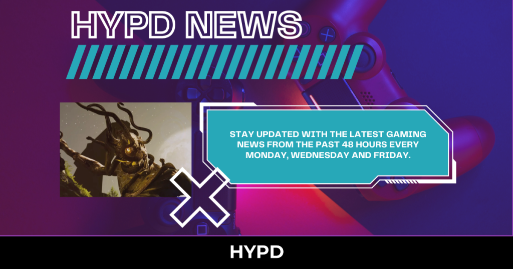 HYPD News banner promoting Gaming World News: Highlights from the Last 48 Hours with neon gaming controller background and update schedule for Monday, Wednesday and Friday