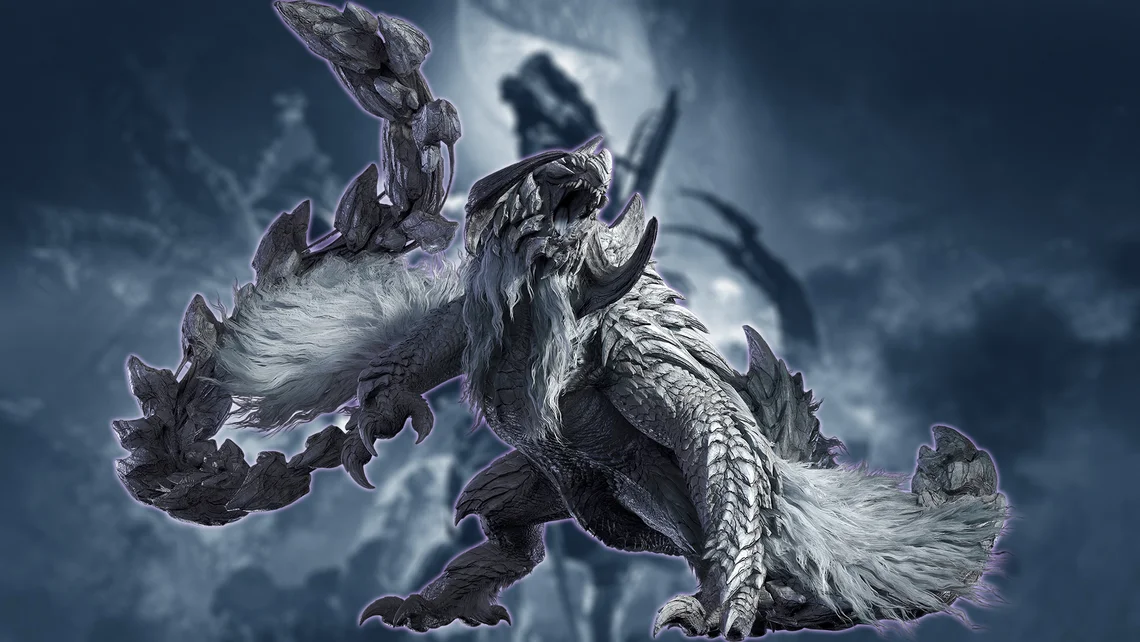 Large white-scaled monster roaring in Monster Hunter Wilds expansion artwork, showcasing a powerful new creature teased for summer reveal