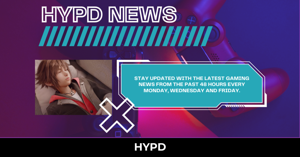 HYPD News banner featuring gaming controller background and text promoting latest gaming news updates from the past 48 hours every Monday, Wednesday and Friday