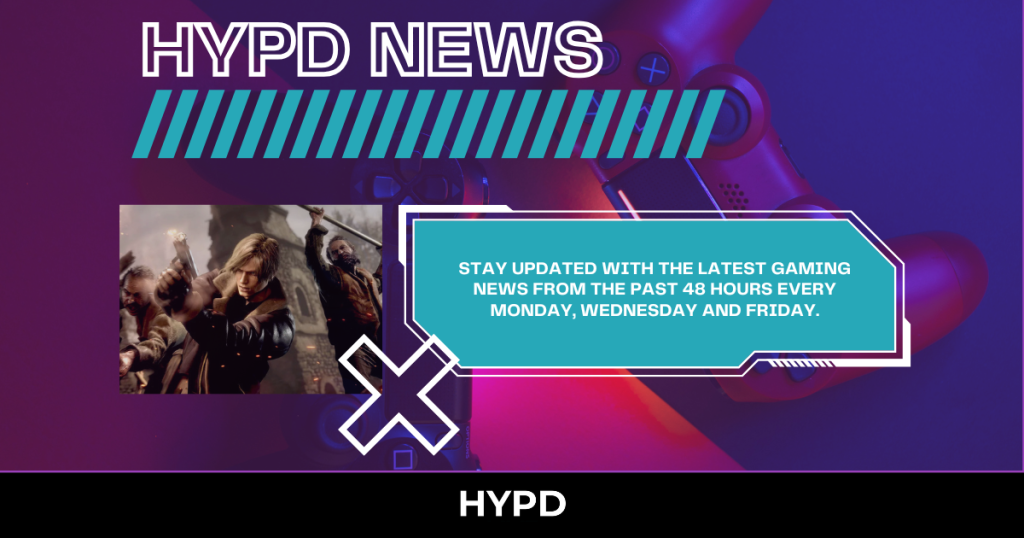 HYPD News banner promoting Gaming World News highlights from the past 48 hours featuring Resident Evil 4 Remake gameplay imagery.