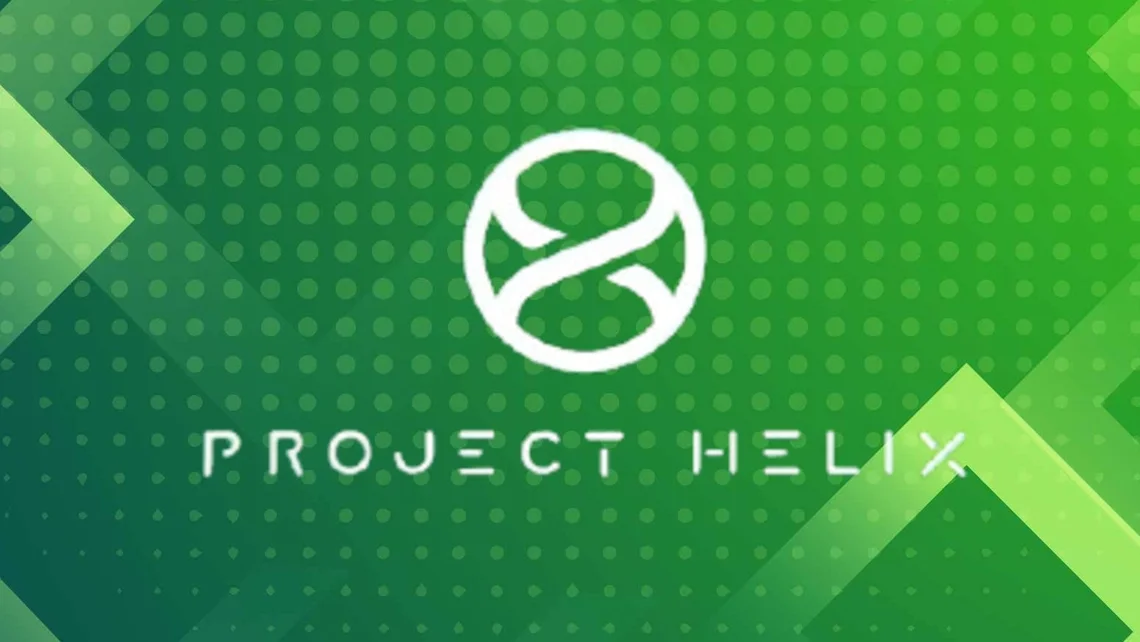 Green background graphic featuring the Project Helix logo, representing Microsoft's next-generation Xbox console currently in development.