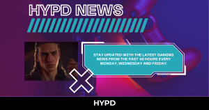 HYPD News gaming banner featuring a dark fantasy RPG character and text promoting latest gaming updates from the past 48 hours