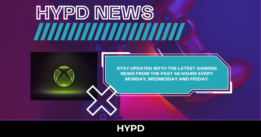 HYPD News banner featuring gaming controllers and Xbox logo promoting latest gaming news updates from the past 48 hours every Monday, Wednesday and Friday