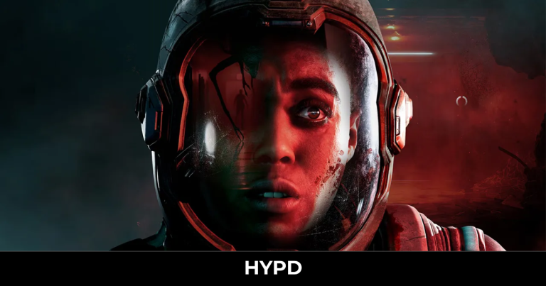 Close-up promotional artwork for Directive 8020 featuring a terrified astronaut inside a futuristic space helmet with dark red sci-fi horror lighting.