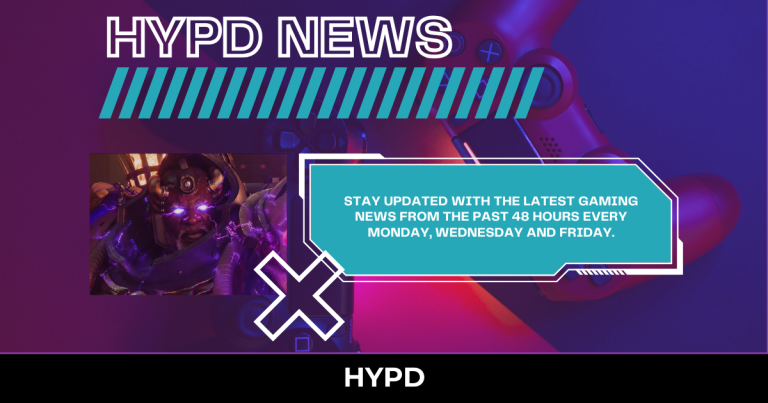 HYPD News gaming banner featuring Warhammer 40K artwork and text promoting the latest gaming news from the past 48 hours.