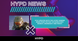HYPD News gaming graphic featuring a futuristic controller design and Halo-inspired soldier promoting gaming news updates from the past 48 hours every Monday, Wednesday and Friday.