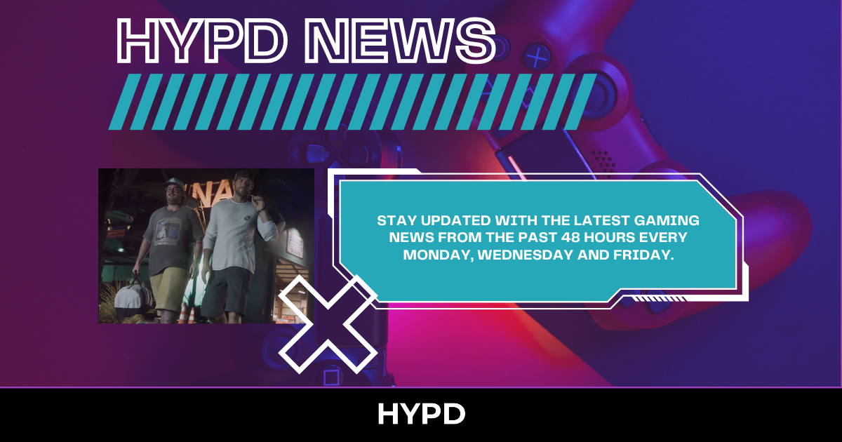 HYPD News graphic showcasing gaming world updates from the past 48 hours with GTA 6 artwork and neon gaming-themed visuals.