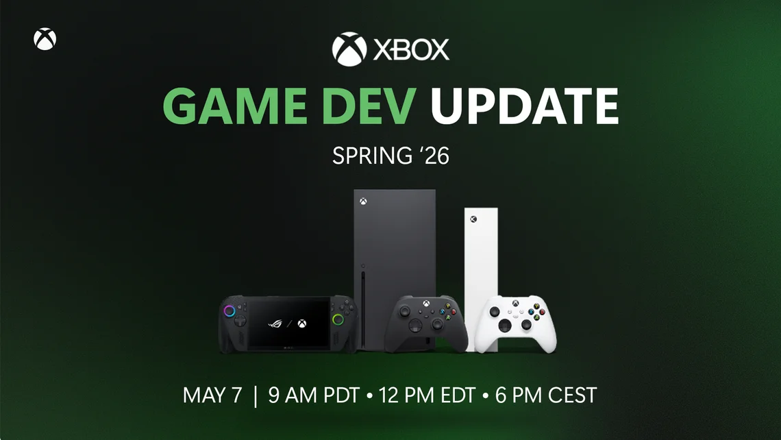 Xbox Game Dev Update promotional image featuring Xbox consoles, controllers, and handheld gaming hardware alongside Project Helix next-generation gaming announcements.