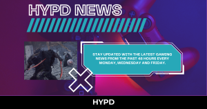HYPD News graphic featuring Gaming World News highlights from the last 48 hours with artwork from a fantasy action game and PlayStation-themed background.