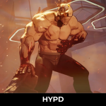 A powerful muscular superhero from Invincible Vs stands amid destruction and flames during an intense cinematic battle sequence.