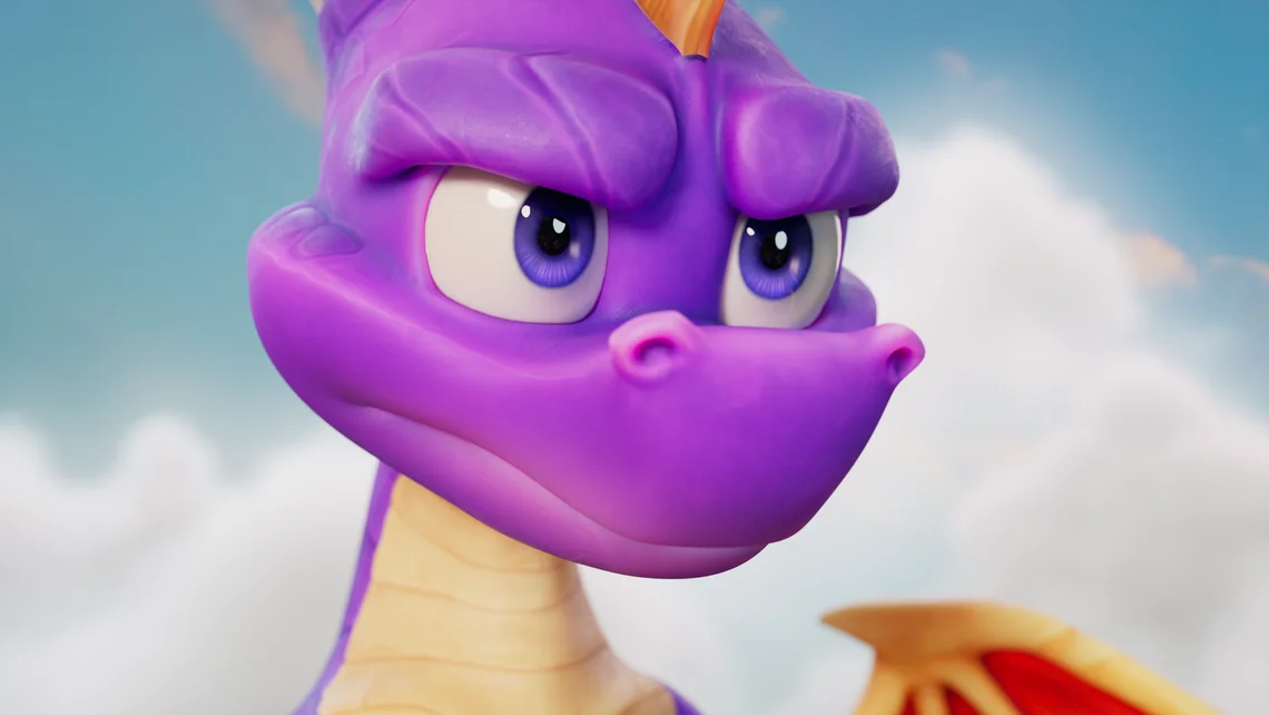 Close-up of Spyro from Spyro: A Realm Beyond, showcasing the iconic purple dragon in the newly announced platforming adventure revealed during the Xbox Games Showcase.