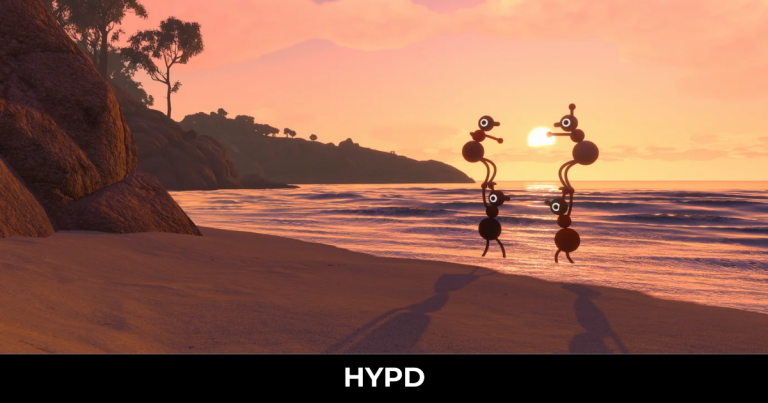 Two Big Walk characters standing on a beach at sunset, highlighting the game's cooperative adventure, exploration and relaxing atmosphere.