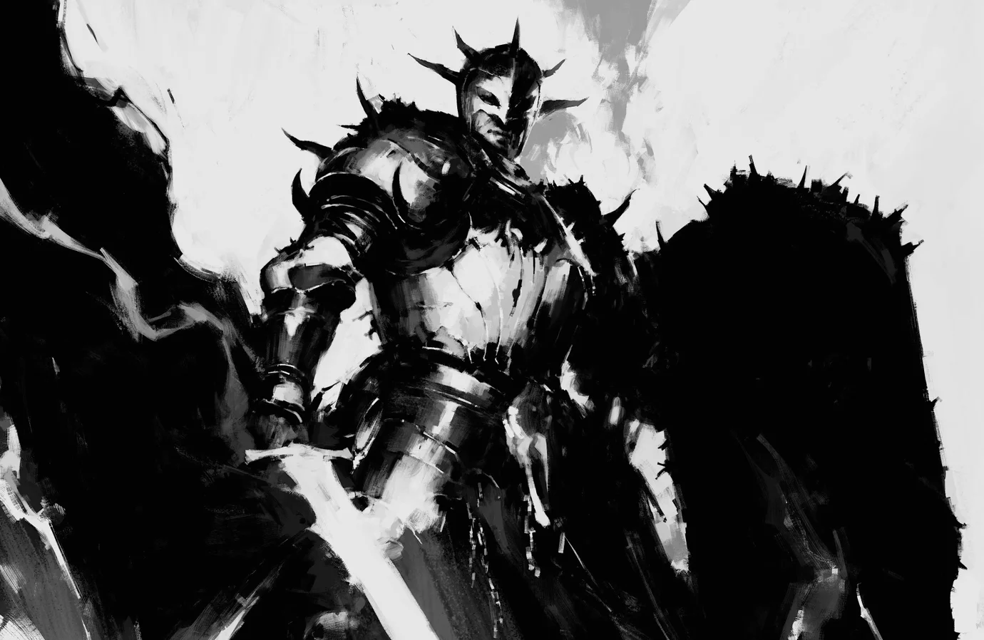 Diablo 5 Plague Knight concept art showing the armoured character on horseback