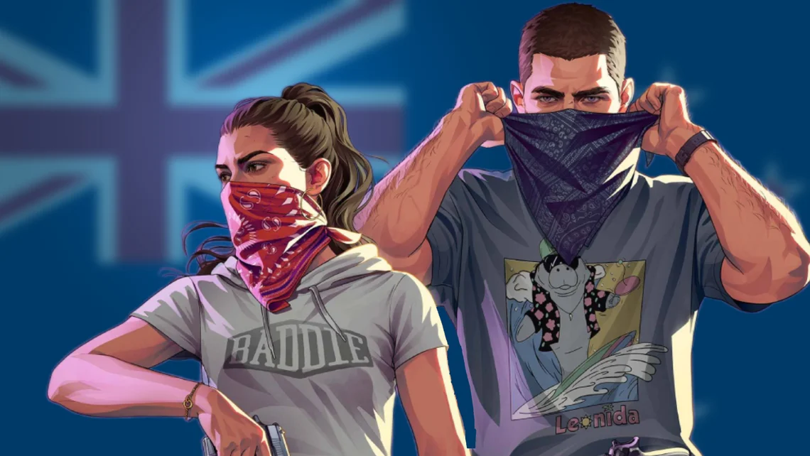 GTA 6 artwork featuring two characters as worldwide unlock times are revealed ahead of the highly anticipated launch.