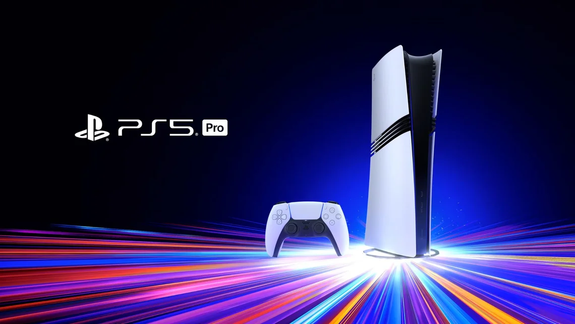 PlayStation 5 Pro console and DualSense controller featured in Sony promotional artwork