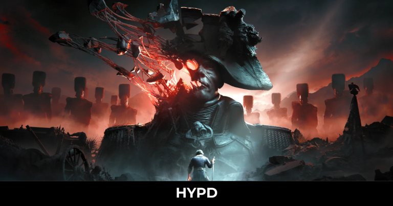 Valor Mortis game artwork featuring a giant corrupted Napoleonic soldier surrounded by shadowy troops on a dark battlefield, highlighting the game's supernatural horror and Soulslike atmosphere.