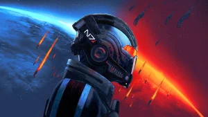 Mass Effect artwork featuring Commander Shepard against a dramatic planetary backdrop as over 187,000 fans reportedly petition EA to save the franchise.