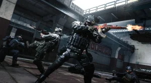 Armed soldiers engaged in an intense firefight in Call of Duty Modern Warfare 4, following changes to the controversial Possum ability in DMZ.